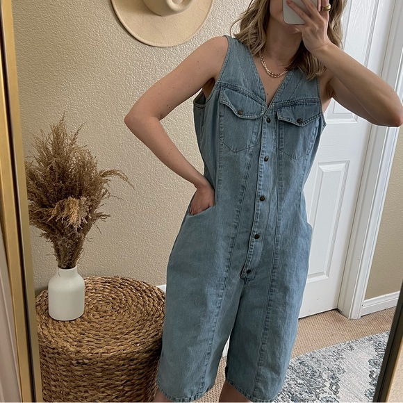 Vintage Pants & Jumpsuits Vintage 8s Denim Romper Jumper Coveralls